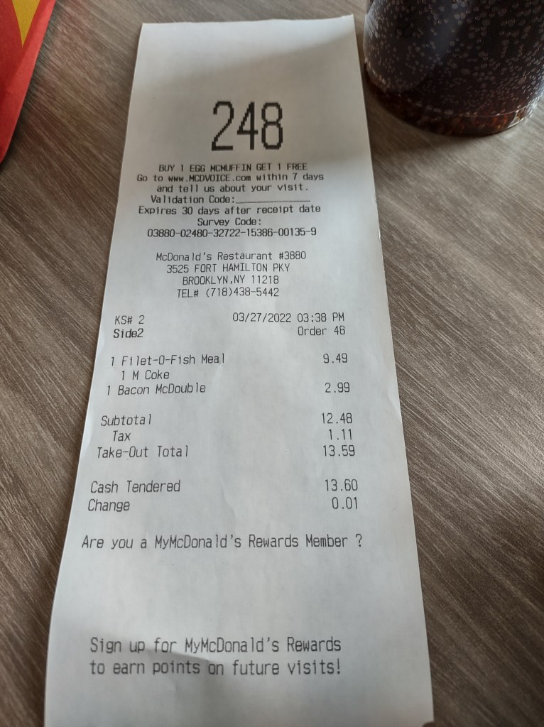 McDonalds Receipt